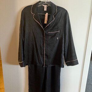 New Victoria's Secret Silky 2-Piece Pajama Set with Pink Piping - Size XS